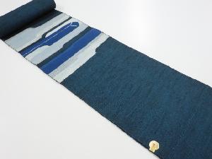 アンティーク　手織り真綿紬変わり横段模様織り出し名古屋帯地反物